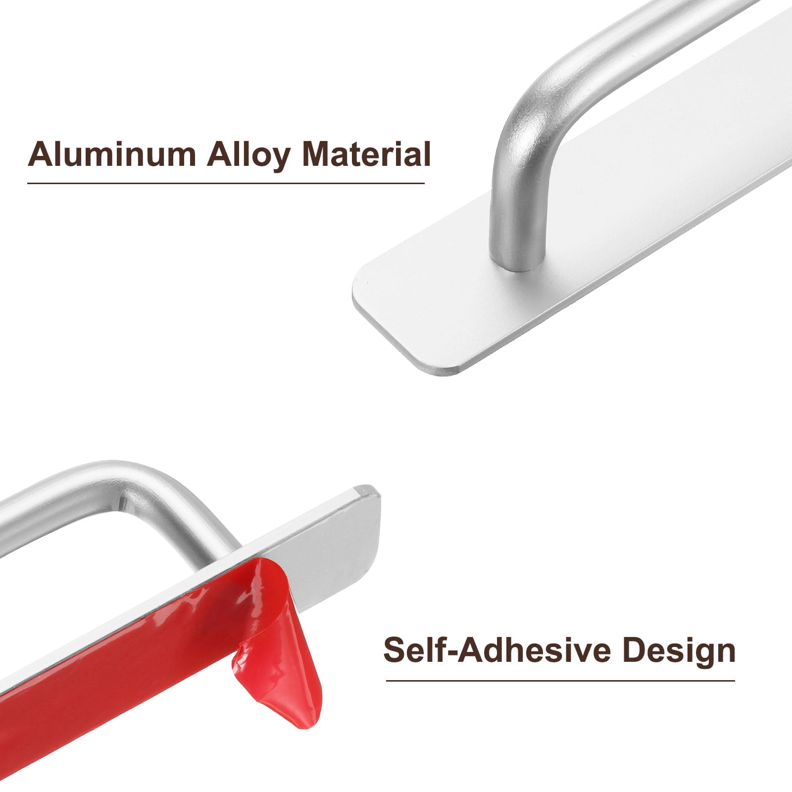 Unique Bargains Adhesive Cabinet No Drilling Handle Pulls for Closet 5.8" Silver Tone 4Pcs