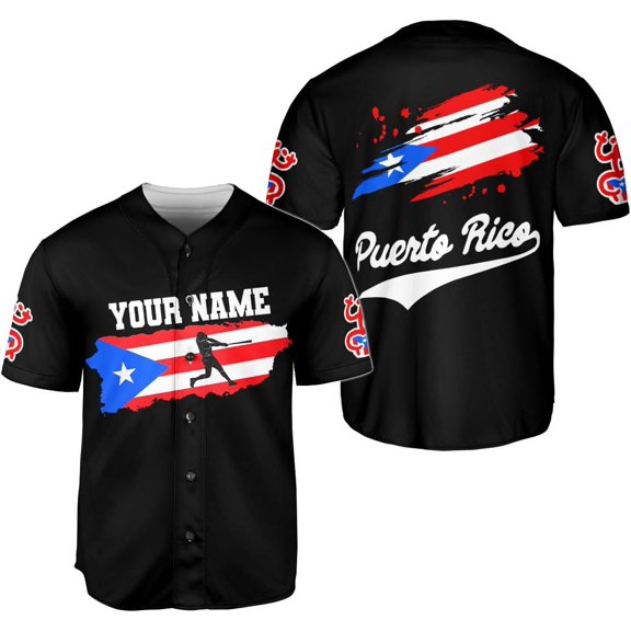 Personalized Puerto Rico Baseball Shirt,Customized Team Name Puerto Rican Baseball Jersey for Men,Women S-5XL (S)