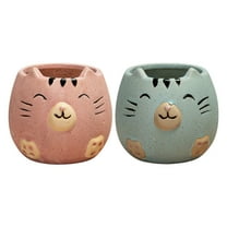 Gymnture spring Ceramic Cat Flowerpot Succulent Planter for Home Decor (2pcs)
