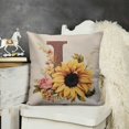 thumbnail image 2 of Floral Monogram Letter SunflowerPillowcases Customize Initial Letter Pillow Sham Xmas Holiday Pillow Covers for Bed Sofa Living Room, 2 of 5