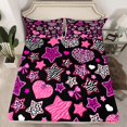 thumbnail image 2 of Homewish Boys Girls Love Heart Print Full Size Sheets 4-Piece,Animal Zebra Leopard Print Breathable Bed Sheets,Kawaii Pink Bow Lightweight Sheet Sets,Ultra Soft Home Decor, 2 of 7