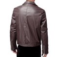 thumbnail image 2 of Veste en Cuir Pu Mode Homme Ajustée Moto Bomber Fermeture Éclair, 2 of 3