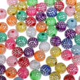 thumbnail image 4 of 3x100 cuentas de resina coloridas con incrustaciones de diamantes de imitación para hacer joyas de 8 mm 3 piezas, 4 of 10