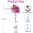 thumbnail image 2 of LAICAIW Cute Rose Floral Retractable Badge Reel Holder with Alligator Clip, Multicolor, 2 of 5