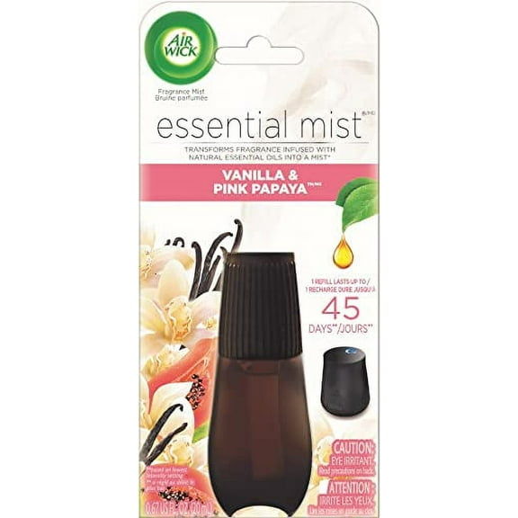 Air Wick Essential Mist Refill, Vanilla and Pink Papaya, Essential Oils Diffuser, Air Freshener, 0.67 Fl Oz