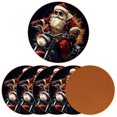 thumbnail image 2 of Santa Claus 6PCS Round Microfiber Leather Bar Coasters, 11x11 cm/4.3x4.3 in, Drink Coasters for Home and Kitchen, Furniture from Water Marks and Scratches, 2 of 6