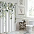 thumbnail image 4 of Green Eucalyptus Shower Curtain, Spring Watercolor Plant Leaves with Floral Shower Curtain for Bathroom Waterproof Fabric Shower Curtain Set with Hooks, 72x84 Inch, 4 of 6
