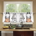 thumbnail image 4 of Yayeee Kitchen Curtains Tier Set of 2 Light Filtering 57"x24" Over Sink Window Panels, Gray Cute Chubby Cat, 4 of 7