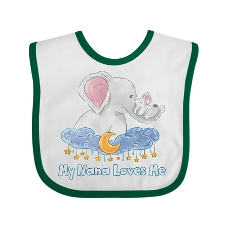 

Inktastic My Nana Loves Me Cute Elephants Clouds Moon and Stars Gift Baby Boy or Baby Girl Bib