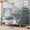 Gray AE-1, variant on Twin Size Captain Platform Bed Frame with Storage Bookcases and Shelves, Four Drawers, White Solid Wood+MDF, Space Saving Bed for Small Bedroom