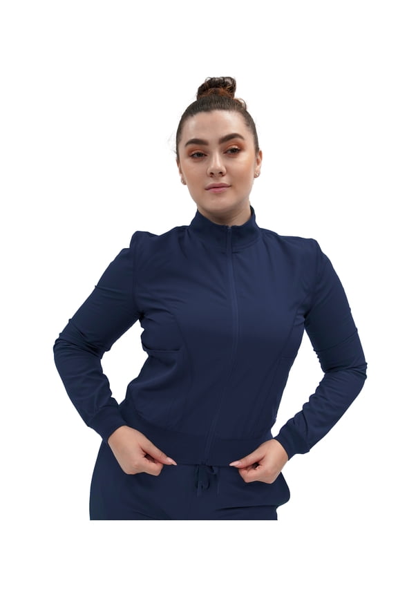 Women's Zip Front Warm-Up Scrub Jacket Medical Nursing Uniform