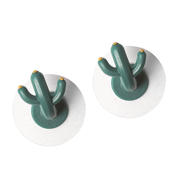 Cactus Shape Hook, Auto Adhesivo Fácil Instalación Decorativa 2 Pezas de Ropa Montada en la Pared Gancho Lindo para Puerta