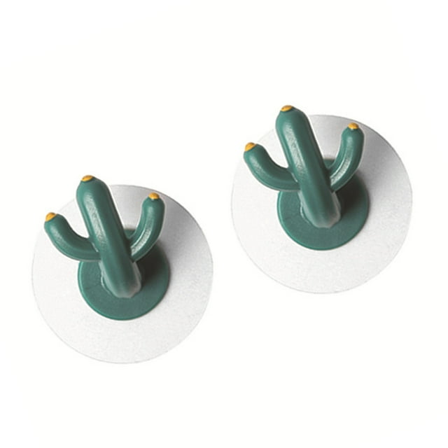 Cactus Shape Hook, Auto Adhesivo Fácil Instalación Decorativa 2 Pezas de Ropa Montada en la Pared Gancho Lindo para Puerta
