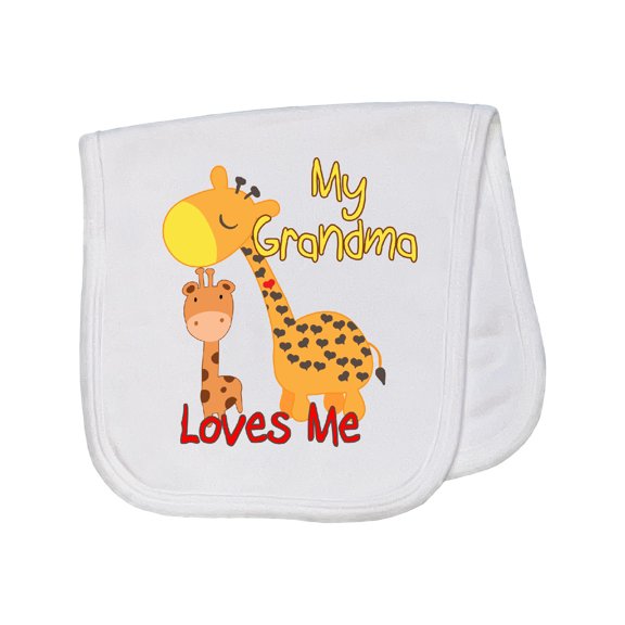 Inktastic My Grandma Loves Me Giraffe Baby Burp Cloth
