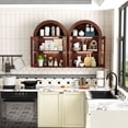 thumbnail image 3 of S-HOME Wall Mounted Arched Cabinet with Glass Doors, Adjustable Shelves in for Bathroom or Laundry Room，Brown, 3 of 10