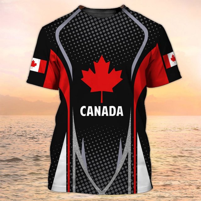 Canada National Flag Printed T Shirt For Men Red Maple Leaves Pattern T-Shirts Comfortable Breathable Summer O-neck Short Sleeve