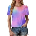 thumbnail image 4 of Busydd Womens Tops Trendy Tie Dye Round Neck T-Shirts Casual Short Sleeve Summer Tops Comfort Breathable Going Out Tops for Women, 4 of 7