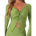 thumbnail image 5 of DARING DIVA Women's Knitted 2 Pieces Outfits V Neck Top and Skirt Sets XS Green, 5 of 6