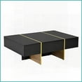 thumbnail image 6 of Modern High-Gloss Rectangle Coffee Table with 2 Drawers & Golden Legs - Storage-Savvy for Living Room, 6 of 17