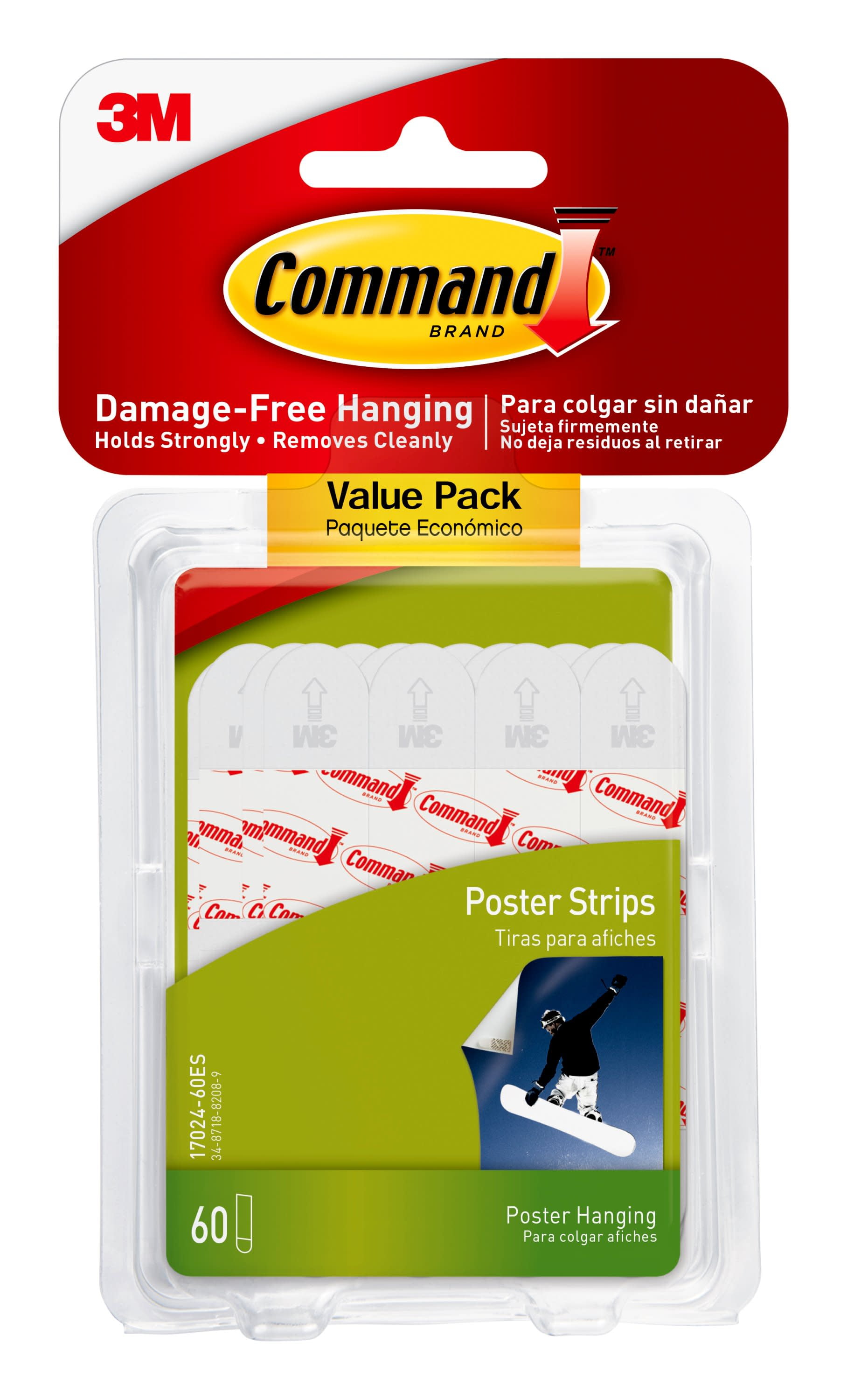 12 Strips White 24 Total 2 x 3M Command Adhesive Poster Strips 