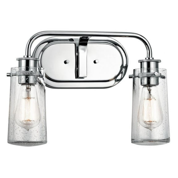 2 Light Vanity Light Damp Location Rated with Vintage Industrial Style 10.25 inches Tall By 14.75 inches Wide-Chrome Finish Bailey Street Home