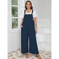 thumbnail image 5 of SHOWMALL Women’s Plus Jumpsuits Summer Boho Casual Wide Leg Overalls Navy Blue 3X Baggy Rompers with Pocket, 5 of 7
