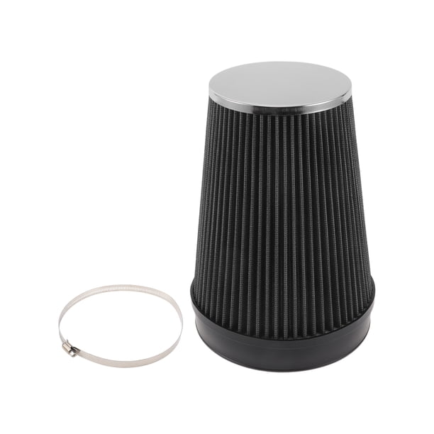 Filtro de aire de motor de flujo alto de 152 mm Unique Bargains, filtro de admisión de aire frío de abrazadera superior cerrada con 1 abrazadera negra para automóvil