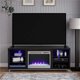 thumbnail image 2 of Fireplace Stand, TVs up to 70", Black Oak, With 6 Open Shelves for Audio Components, DVDs, Blu-Rays, Modern Fireplace TV Stand My Lux Decor Round, 2 of 8