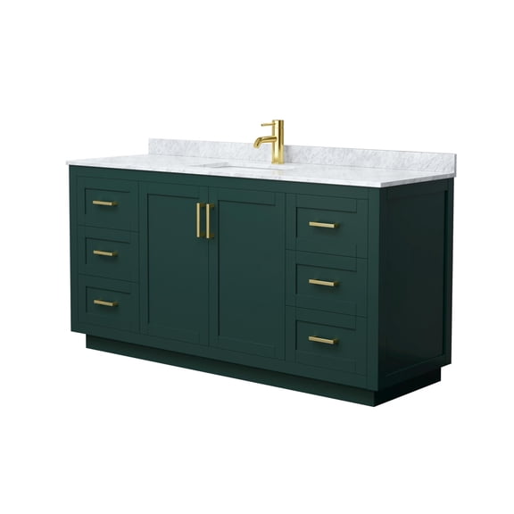 Wyndham Collection Miranda 66" Metal & Wood Single Bathroom Vanity in Green/Gold