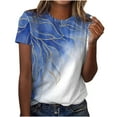 thumbnail image 1 of Hauts Tuniques pour Femmes Coupe Ample Chic Col Rond Manches Courtes Pli Régulier Blouse Imprimée T-shirt Hauts d'Été pour Femmes, 1 of 4