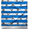 thumbnail image 1 of Soimoi Blue Cotton Voile Fabric Stripe & Flying Swift Bird Print Fabric by the Yard 56 Inch Wide, 1 of 1