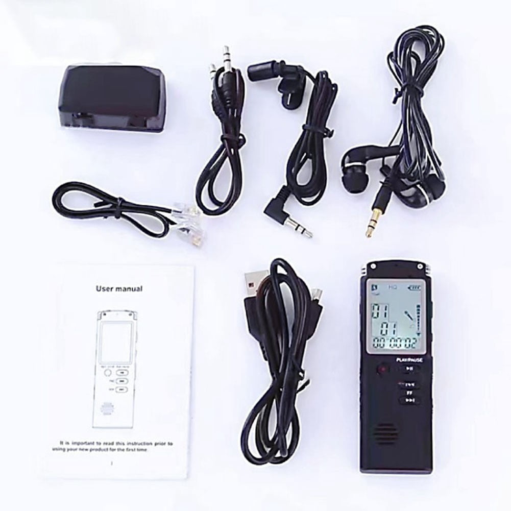 Professional Digital Voice Recorder MP3 Player 8GB/16GB/32GB Storage USB Dictaphone WAV Format Compact Portable Audio Recording Device Easy to Use Black
