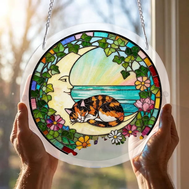 Acrylic Puzzles Suncatcher Window Hanging 83 Pieces Stained Glass Acrylic Puzzle Song Decoration For Women Men Mom Birthday Home Decor