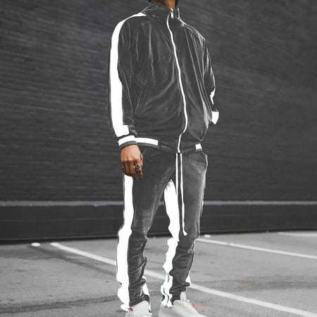 

Clearance Sales Online Deals Men s Sports Color Casual Velvet Casual Men s Two-piece Jacket Trousers