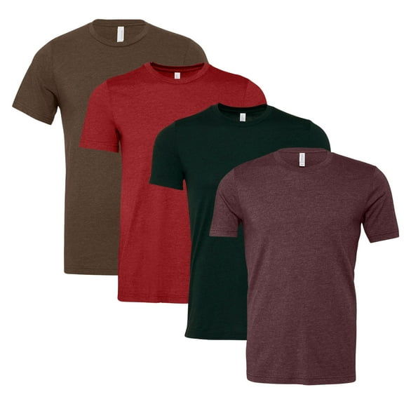BELLA CANVAS Unisex CVC Jersey T-Shirts 52/48 Cotton/Polyester Solid Color Plain Tees Bulk Pack for Printing (Dark Color 4 Pack, S)