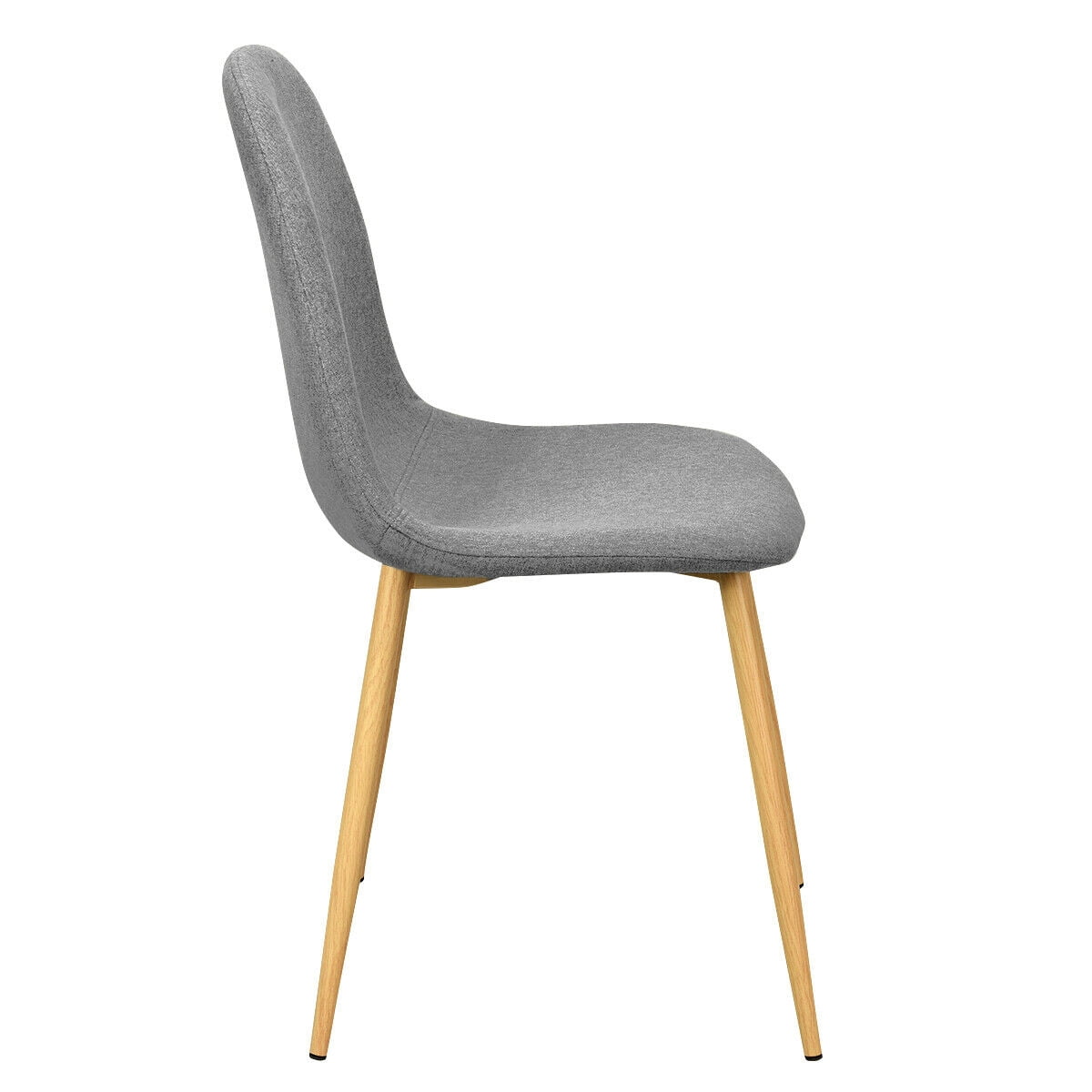Gymax Set of 4 Dining Chairs Fabric Cushion Kitchen Side Chairs Gray