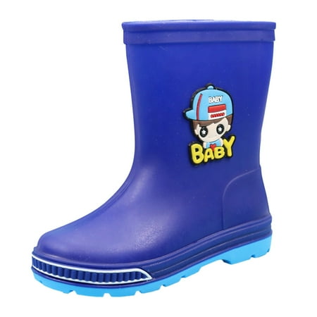 Kureaily Children Shoes Cute Cartoon Mid Tube Rain Boots Fashion Outdoor Small Rain Boots 8-9 Years