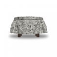 thumbnail image 4 of Nautical Ottoman Cover, Sketch Seashells, 2 Piece Slipcover Set with Ruffle Skirt for Square Round Cube Footstool Decorative Home Accent, Standard Size, Grey Ivory, by Ambesonne, 4 of 5