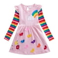 thumbnail image 1 of Enfants d'Hiver Robe Arc-en-Ciel Robe de Fille à Manches Longues, Rose 130cm, 1 of 5
