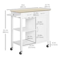 thumbnail image 3 of HOMCOM Kitchen Island, Rolling Kitchen Cart with Storage, Bar Cart with 2 Drawers, Storage Cabinet, Open shelves, Wine Glass Rack, Towel Rack, White, 3 of 10
