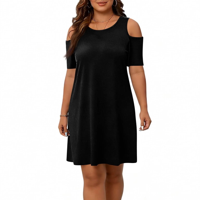 casual cold shoulder dress SHESTARR Womens Plus Size Cold Shoulder Dress Short Sleeve Ruffle Summer Sundress High Low Flowy Maxi Long Dresses Blue at Amazon Women's Clothing store