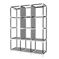 thumbnail image 4 of UDEAR Armario portátil organizador de ropa cubierta de tela no tejida con 6 estantes de almacenamiento, 2 secciones para colgar y 4 bolsillos laterales, negro, 4 of 5