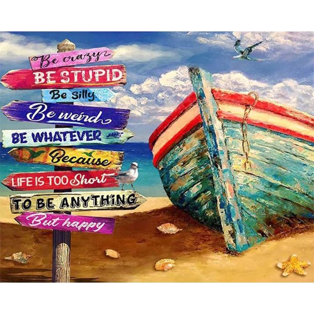 Cuadros Decorativos Kit de pintura al óleo por números Ship by the Sea, imagen de dibujo sin marco DIY para adultos Ehuebsd Nuevos Originales