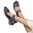 thumbnail image 4 of Viluyesy Women's Low Heels Sandals, Open Toe Soft Sole Ankle Strap Summer Casual Comfortable Shoes Dark Blue, 4 of 4
