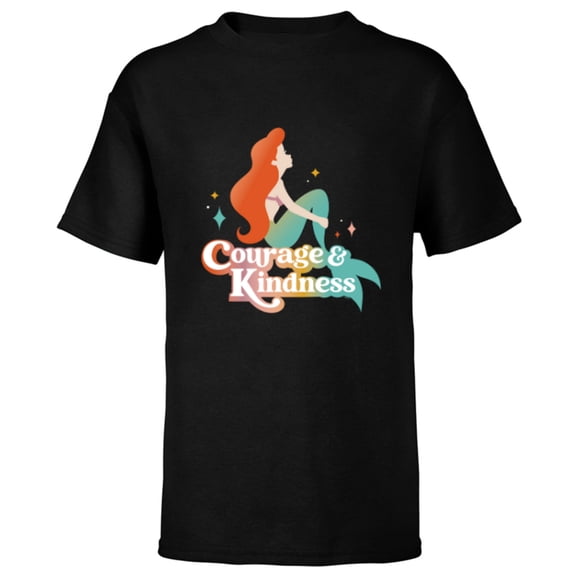 Disney Princess The Little Mermaid Ariel Courage & Kindness - Short Sleeve T-Shirt for Kids - Customized-Black