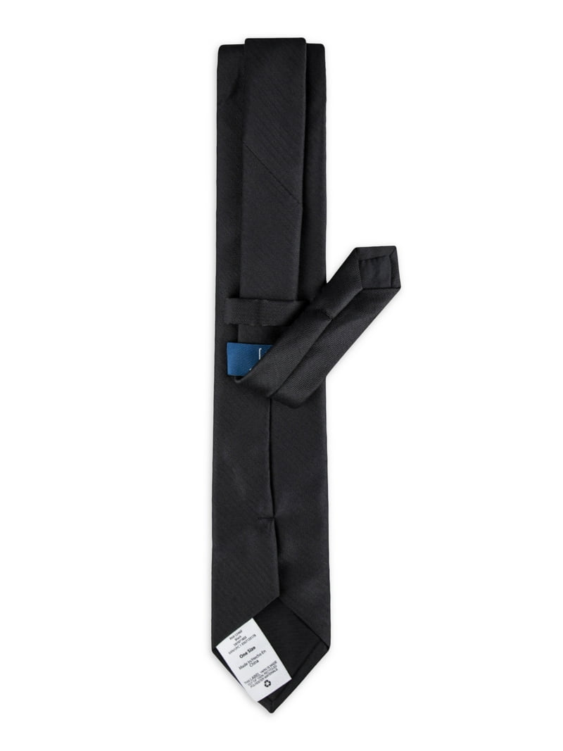 George Men's Solid Black Slim Necktie, One Size