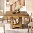 thumbnail image 4 of Fimind 39" Square Dining Table for 2-4, Rustic Farmhouse Kitchen Table with Storage Shelf, Small Space Wood Dining Room Table for Apartment, Breakfast, Dining Area, Rustic Brown, 4 of 7