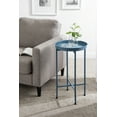 thumbnail image 6 of Kate and Laurel Celia Round Metal Foldable Accent Table, 15 x 26, Blue, Transitional Small Side Table with a Removable Magnetic Tray Tabletop and Space-Saving Folding Base, 6 of 7