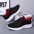 thumbnail image 4 of Mens Lightweight Breathable Knit Running Shoes - Soft EVA Sole, Lace Up, Mesh Inner, Comfy Solid Color Sneakers for Outdoor Jogging, Casual Daily Wear in Spring, Summer, Fall Seasons, 4 of 5