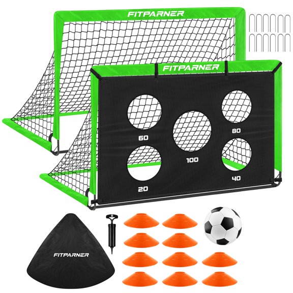 Juego de porterías de fútbol para niños FITPARNER, 122 x 91 cm, 2 unidades